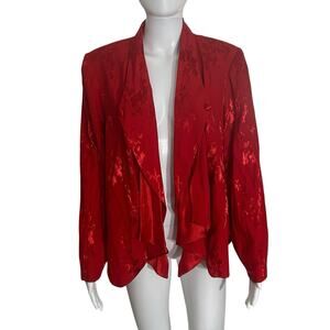 VTG KSL Sz 14w Red Cut Out Back Jacket Floral Top Scarf Dark Academia Whimsigoth